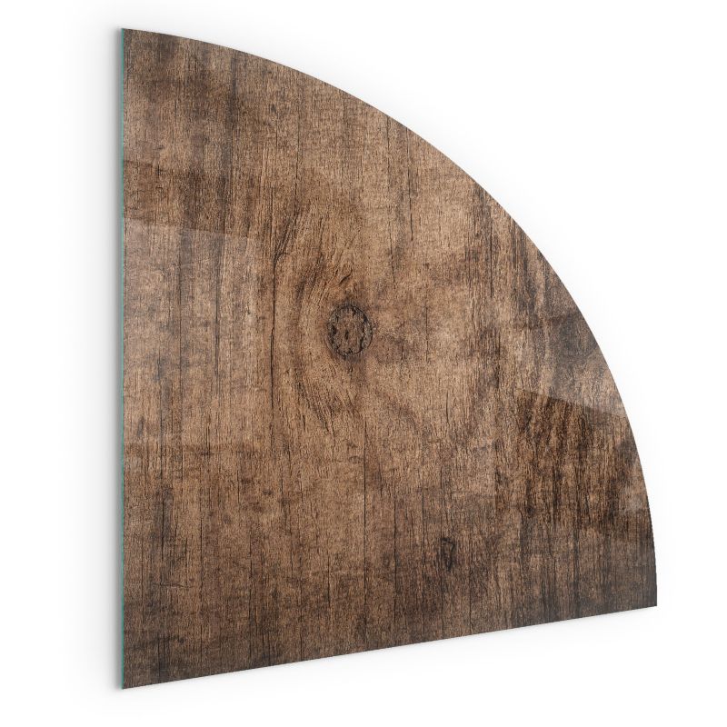 Szklana Podkładka Pod Kominek Ćwiartka Wallfluent 100x100 cm Rysunek naturalnych słojów drewna 1 szt.