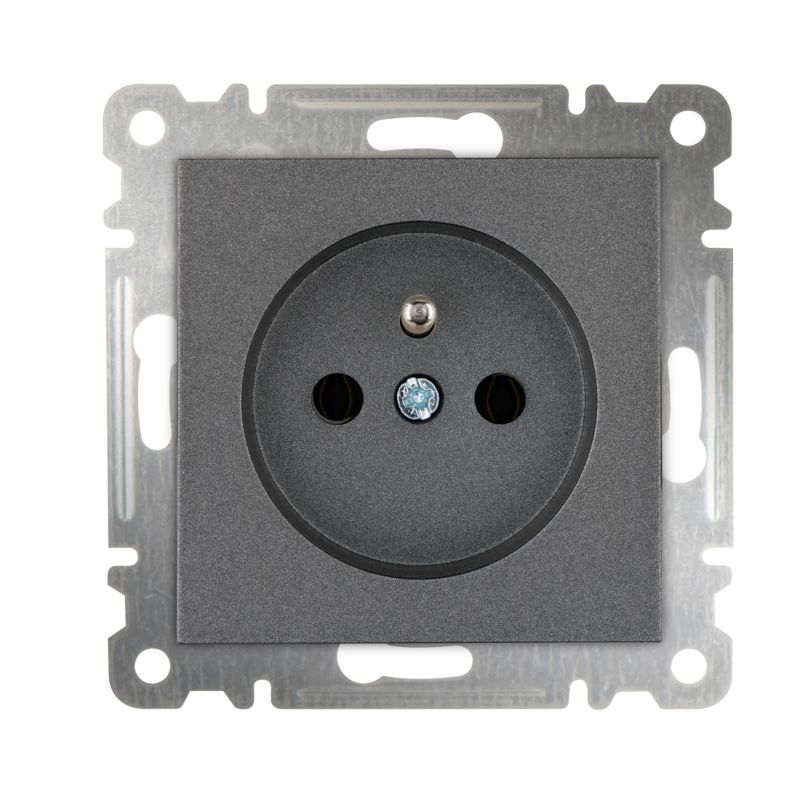 Gniazdo pojedyncze Makel Karea z uziemieniem antracyt