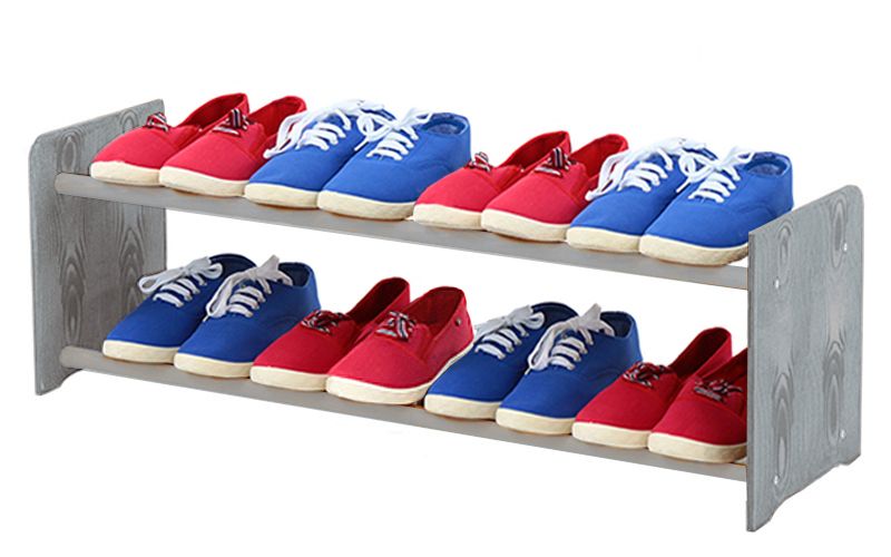 Regał na buty MODO24 drewniany 2 półki szerokość 90 cm szary 1 szt.