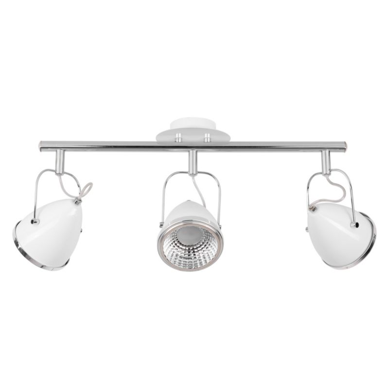 Lampa Sufitowa SPOT Light 3xGU10 LED 6W Biały z Akcentem Chromu w Klasycznym Stylu, Polski Producent, 1 szt.