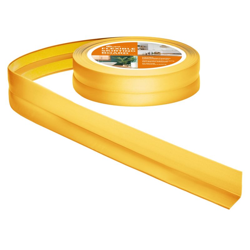 Listwa wykończeniowa PCV 15x15mm, QUEST, samoprzylepna, elastyczna, miękka taśma dekoracyjna, złoty, 5m