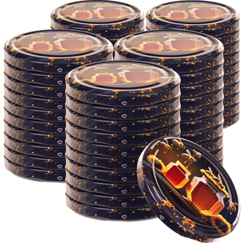 Wieczka KADAX do słoików Metalowe fi 82mm miód czarny 50szt