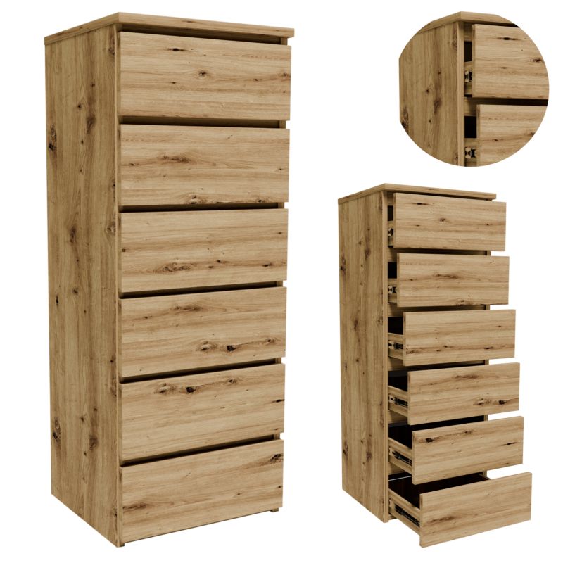 Komoda Matkam CL6406ART szafka 6 szuflad dąb artisan 1 szt.