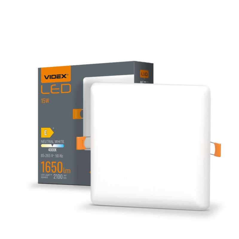 Oprawa sufitowa wpuszczana Videx Downlight łazienkowa biała LED 15W 4000K 2100lm IP54 wym: 12 x 12 x 2 cm kwadratowa - 1 szt.