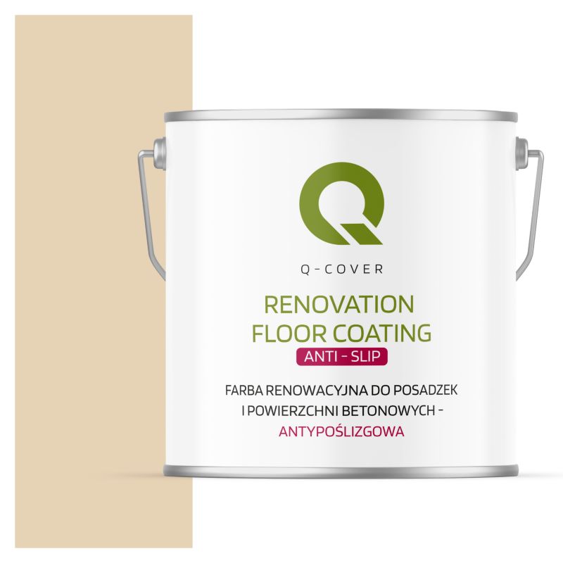 Farba Antypoślizgowa do Posadzek i Powierzchni Betonowych Renowacyjna Q-Cover Kremowo Beżowy RAL1015 5L