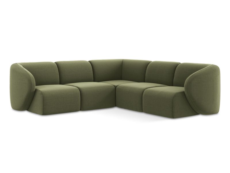 Modułowy narożnik LaMiaSofa CERVO z tkaniny welwetowej 251x251 cm oliwkowy 1 szt.