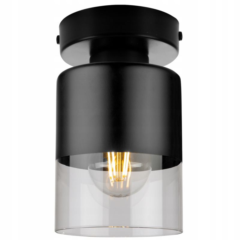 Lampa sufitowa kinkiet Light Home LH Roma prosta klosz szklany 1x E27 60W czarny 1szt.