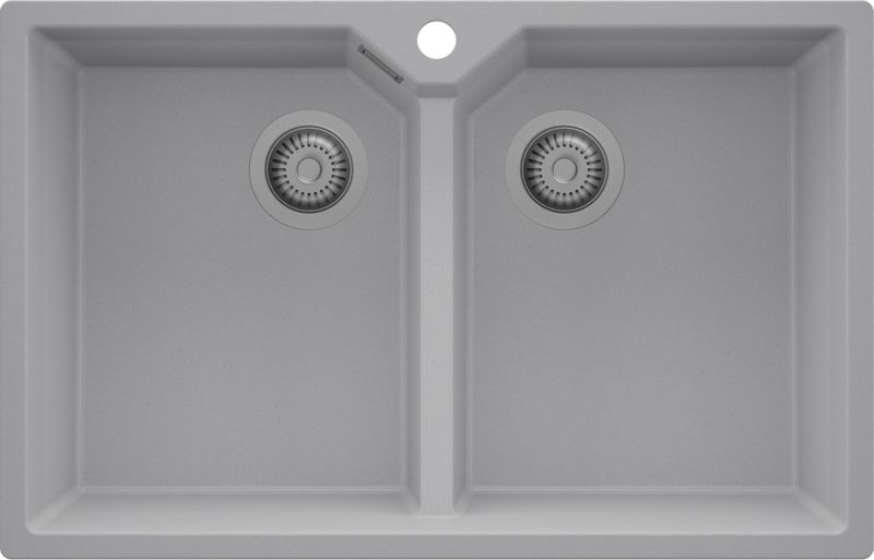 Zlewozmywak Madryt Twin PRIMAGRAN Nablatowy 78x50cm do szafki od 80cm, Szary + Syfon, S008, 1 szt.