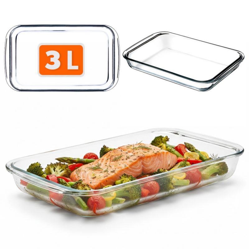 Naczynie Żaroodporne KADAX 3L Szklane Prostokątne Zapiekania Piekarnika 39x23cm 1szt.