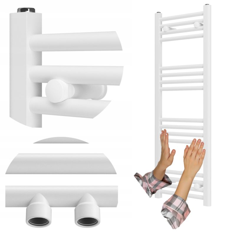 Grzejnik Łazienkowy Granitan Raven Kaloryfer Drabinkowy Biały 110x40 cm 1szt