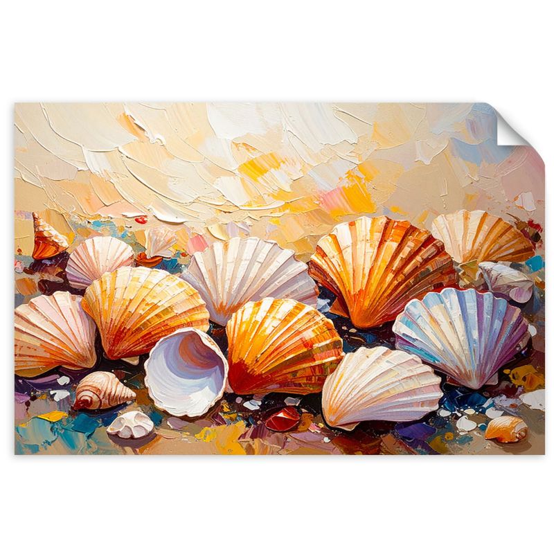 Naklejki samoprzylepne do salonu sypialni Feeby Kolorowe Muszle Plaża imitacja farby 30x20cm 1szt