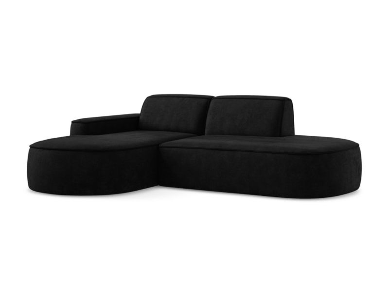 Narożnik lewostronny LaMiaSofa MELISSA z tkaniny szenilowej 284x166 cm czarny 1 szt.