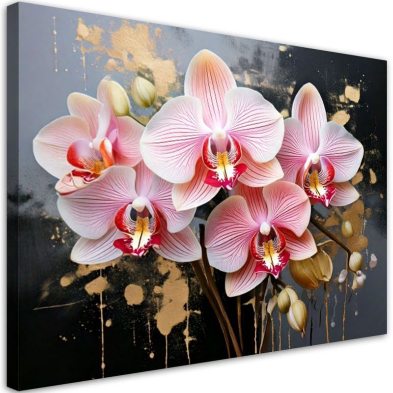 Obraz do salonu sypialni Feeby Orchidea Storczyk Kwiaty różowe 60x40cm 1szt