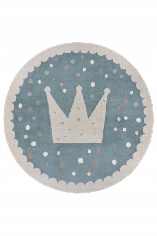 Dywan Mojdywan dziecięcy okrągły 100cm, miękki krótki włos, wzór korona 1 szt.