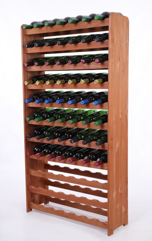 Stojak na wino MODO24 drewniany na 77 butelek 138 x 73 x 25 cm brązowy 1 szt.