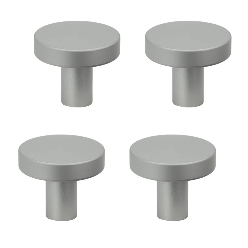 4 x Gałka meblowa okrągła metalowa srebrna 4 szt