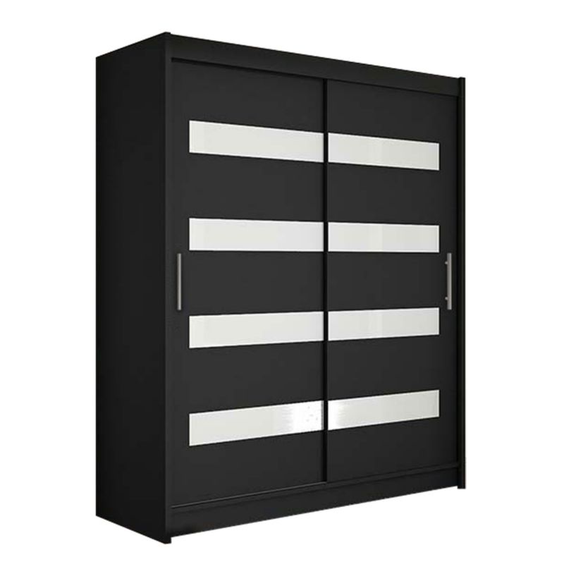 Szafa MIRJAN 24 z drzwiami przesuwnymi Presto IV czarny/biały lacobel 1 szt.