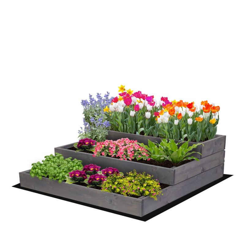 Skrzynia na warzywa MODO24 warzywnik wysoka 27x90x93 cm szara impregnacja 1 szt.