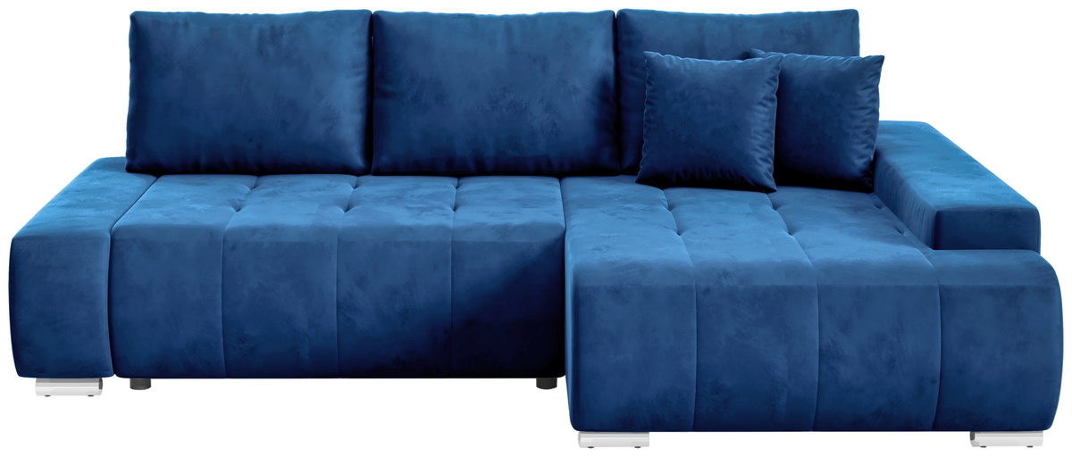 Niebieska welurowa rogówka z funkcją spania do salonu VANESSA