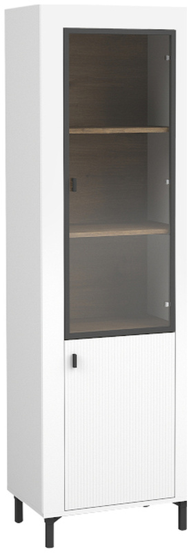 Biała nowoczesna witryna na książki do salonu 60 cm MISTY