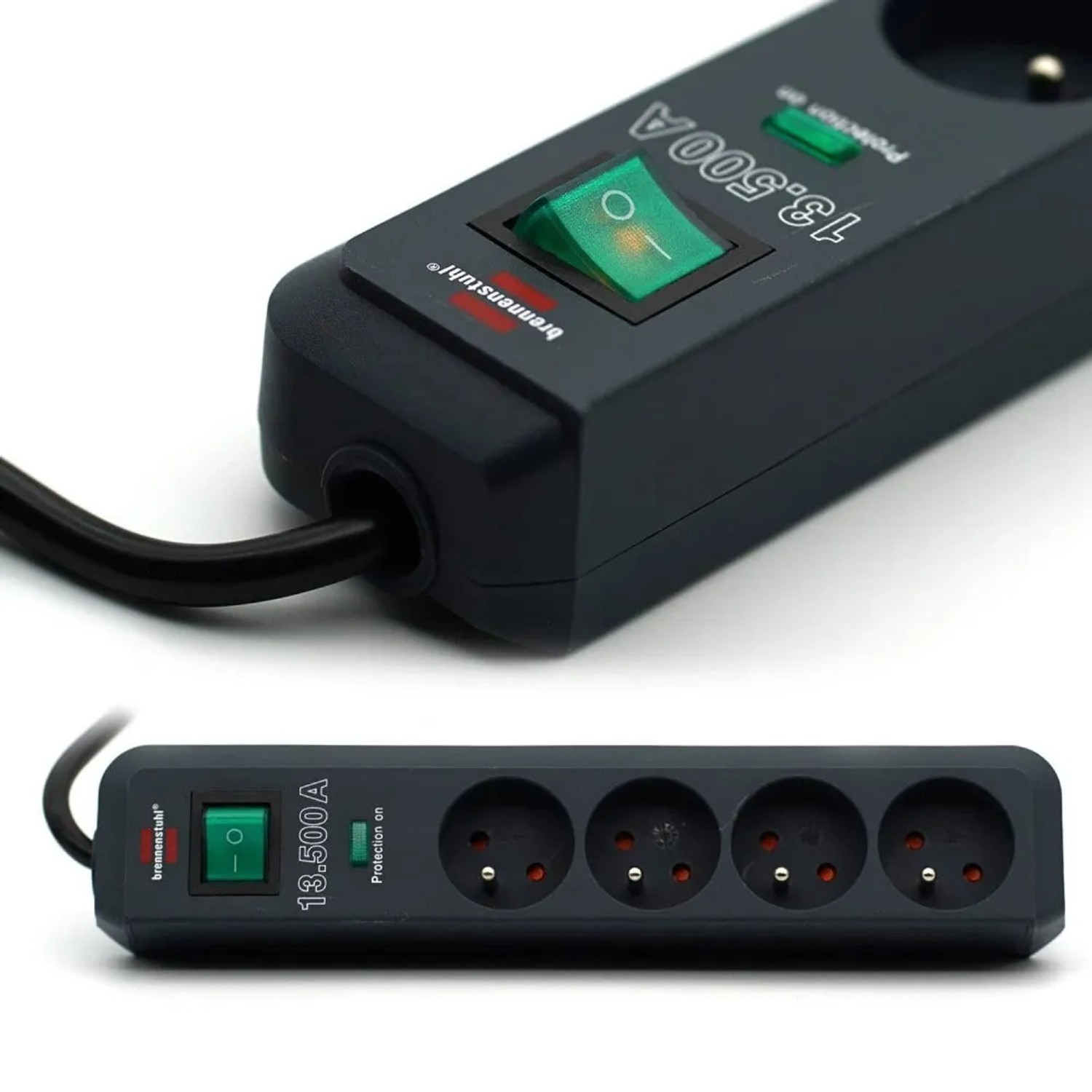 Przedłużacz 4-gniazdkowy Z/U 3x1,5W IP20 czarny 1,5 m