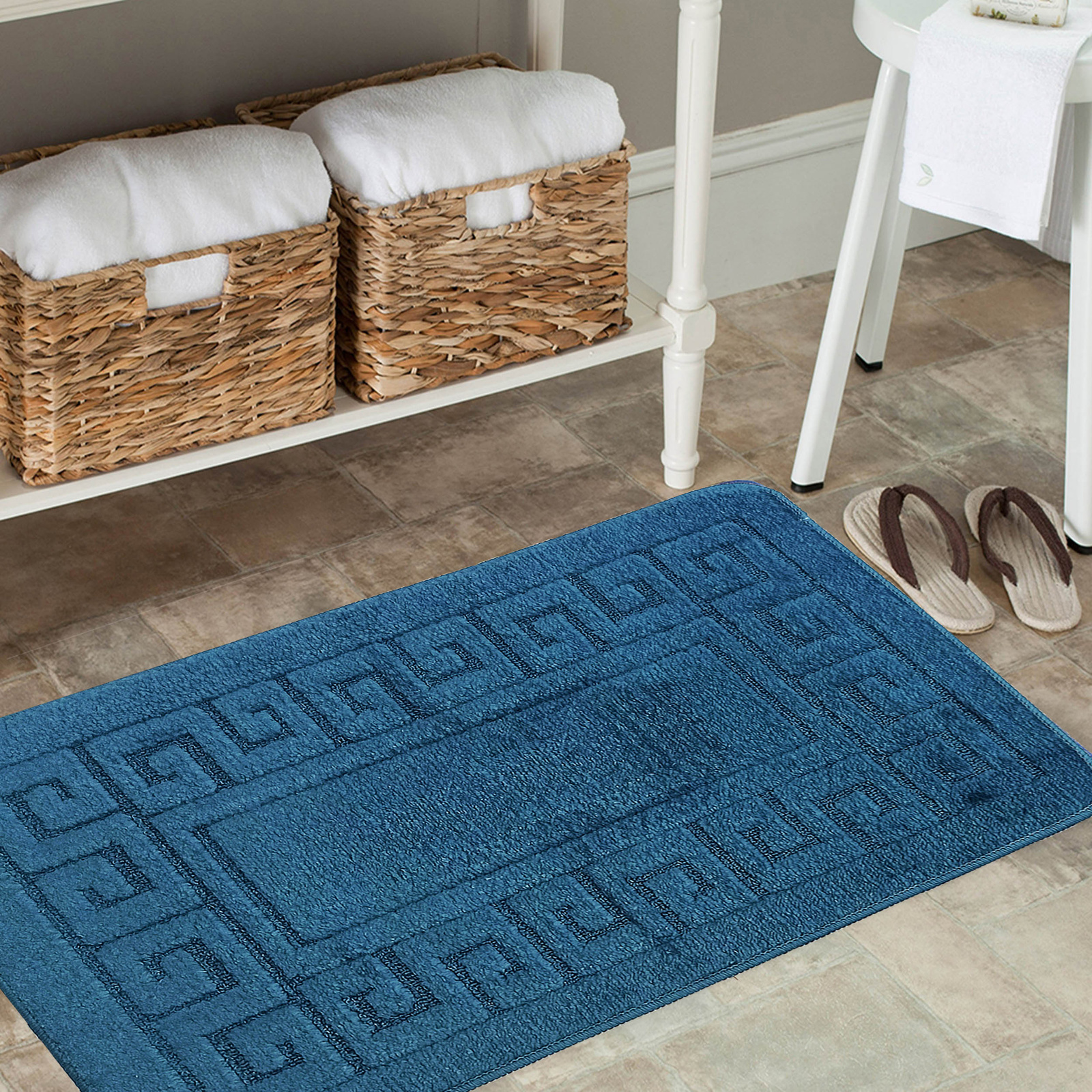 Komplet łazienkowy z wycięciem pod toaletę Montenegro GRECKI- ciemny niebieski