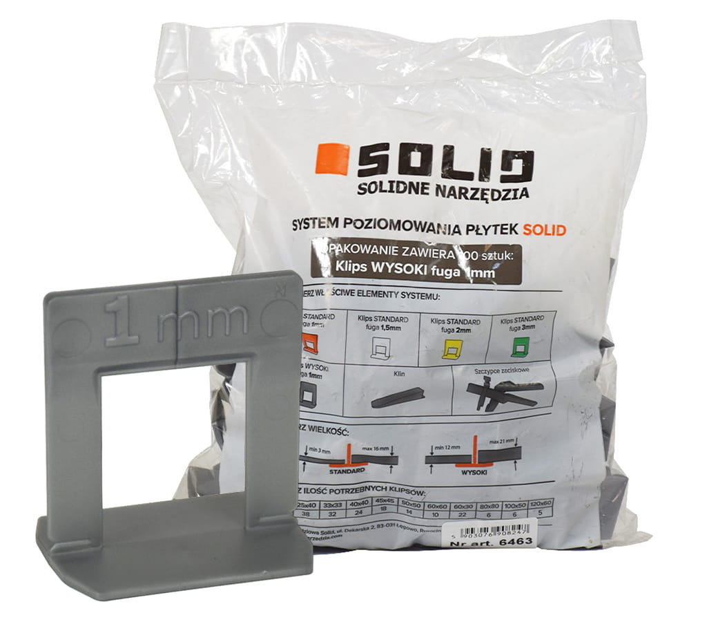 SOLID SYSTEM POZIOMOWANIA PŁYTEK 100 KLIPS 1MM W