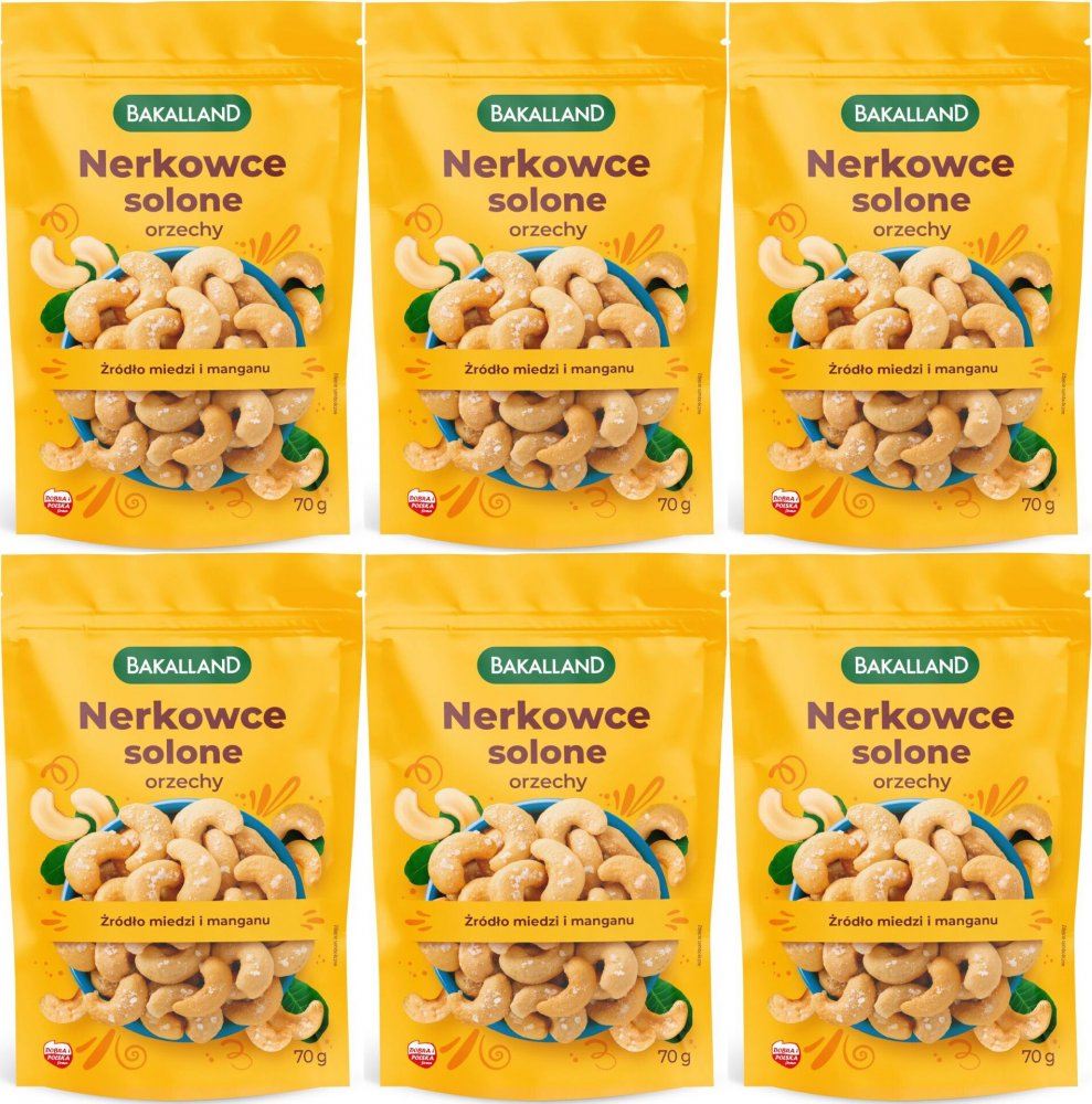6x Orzechy nerkowca lekko solone Bakalland, 70g