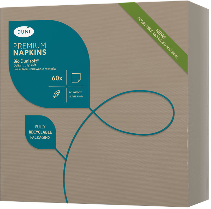 Serwetki Duni Bio Dunisoft, 40x40cm, 60 sztuk, szarobeżowy