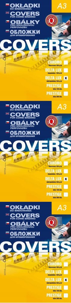 3x Okładki do bindowania Argo Delta, A3, skóropodobne, 100 sztuk, czarny