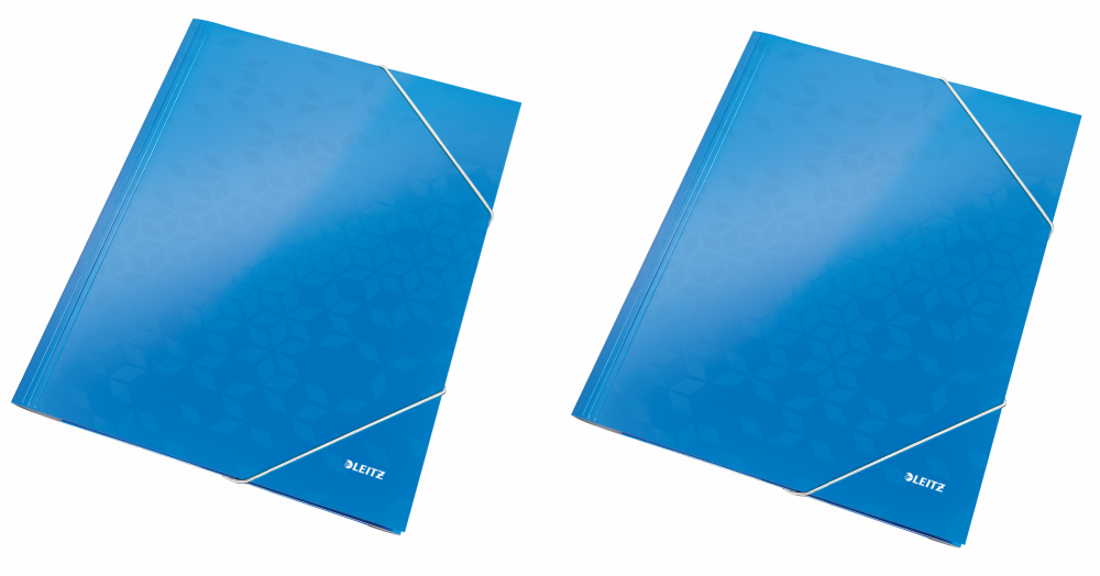 2x Teczka kartonowa z narożną gumką Leitz Wow, A4, 300g/m2, 15mm, niebieski