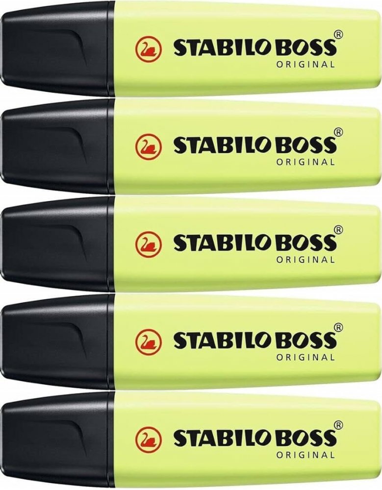 5x Zakreślacz Stabilo Boss Original 70/133, ścięta, pastelowy, limonkowy