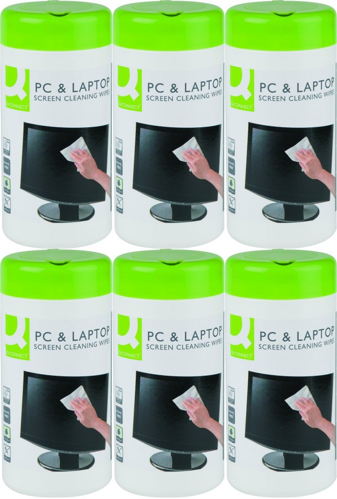 6x Ściereczki do czyszczenia ekranów Q-Connect, tuba, 100 sztuk