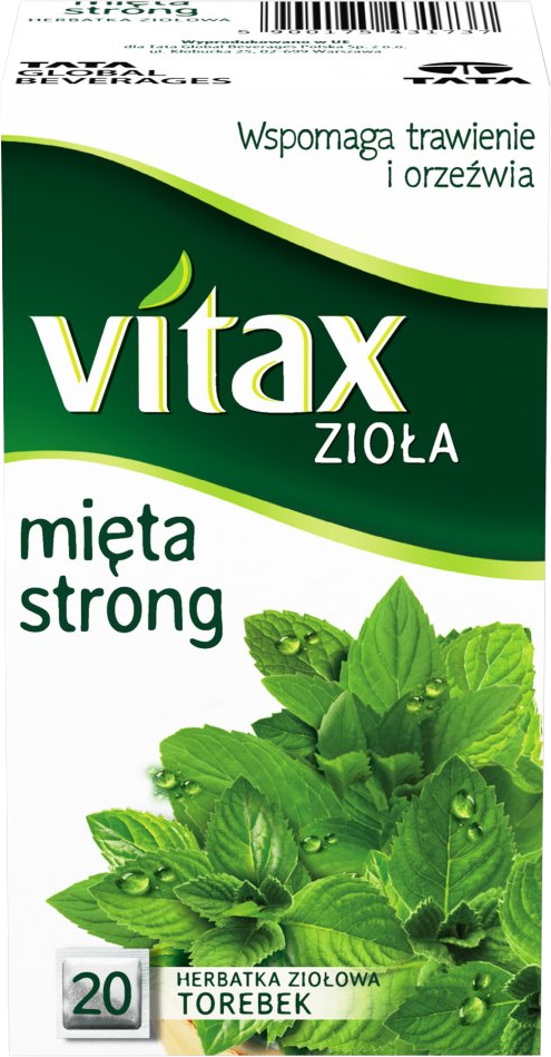 Herbata ziołowa w torebkach Vitax Zioła, mięta strong, 20 sztuk x 1.5g