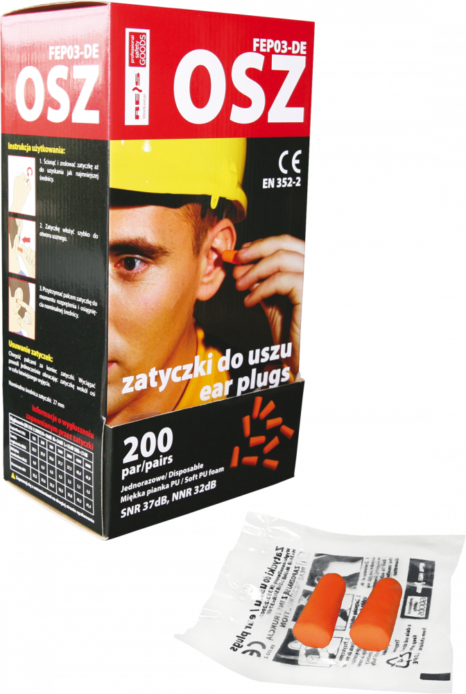 Zatyczki do uszu Reis OSZ, 36dB, 200 par, pomarańczowy