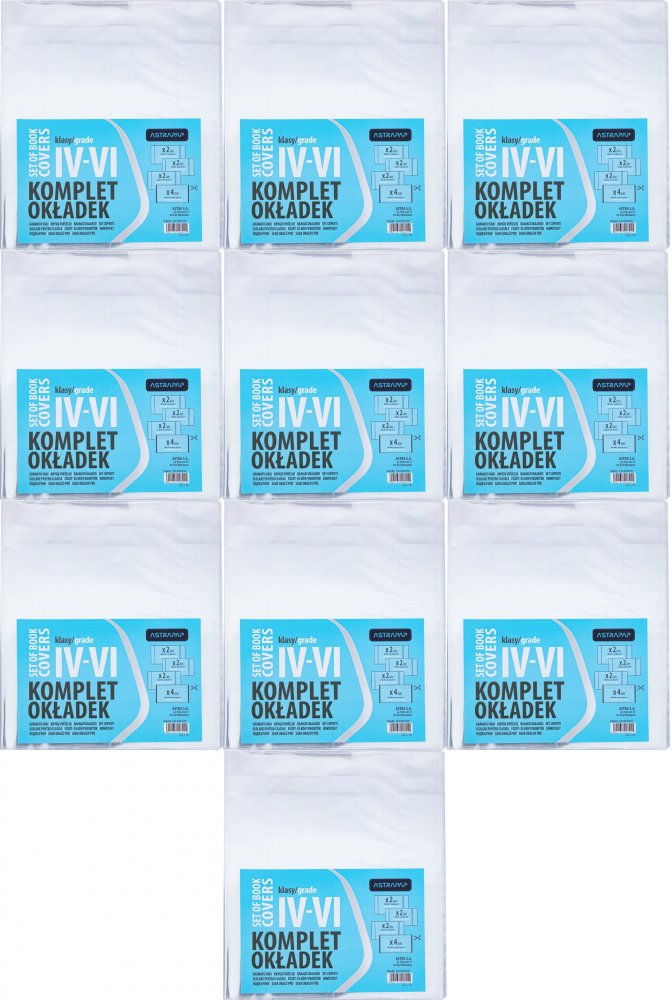 10x Okładki na zeszyt/książkę Astra Astrapap, do klas IV-VI, 10 sztuk, transparentny