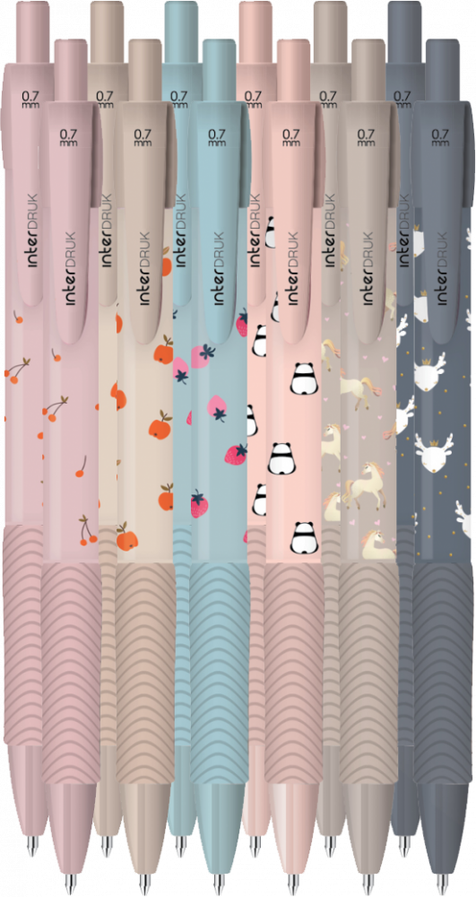 12x Długopis automatyczny Interdruk Cute Girl, 0.7mm, 1 sztuka, tusz niebieski/obudowa mix wzorów