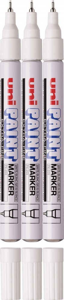 3x Marker olejowy Uni PX-203, 0.8mm, biały