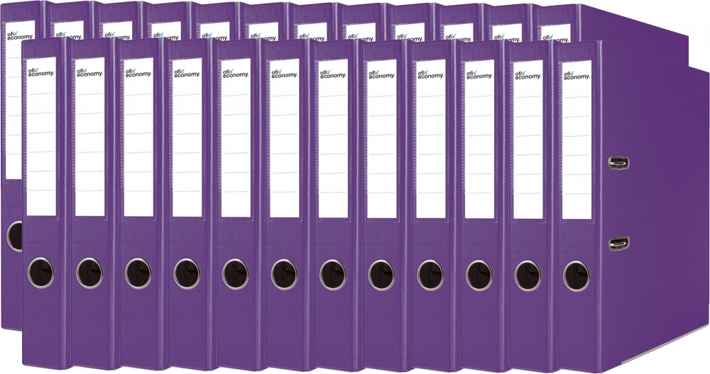 24x Segregator A4 Ofix Economy, z wyklejką, 50mm, do 350 kartek, fioletowy