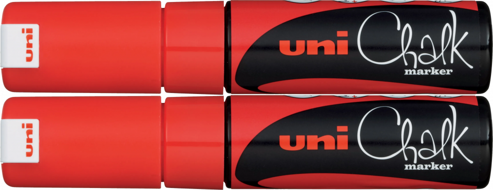 2x Marker kredowy Uni PWE-8K, ścięta, czerwony