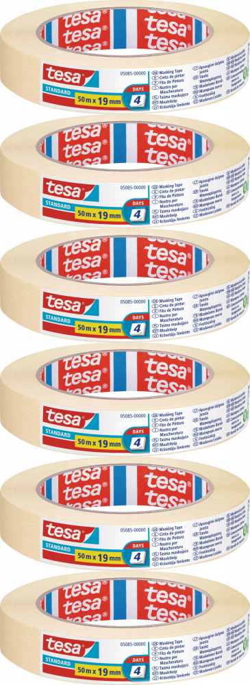 6x Taśma maskująca Tesa Standard 4 dni, 50mx19mm