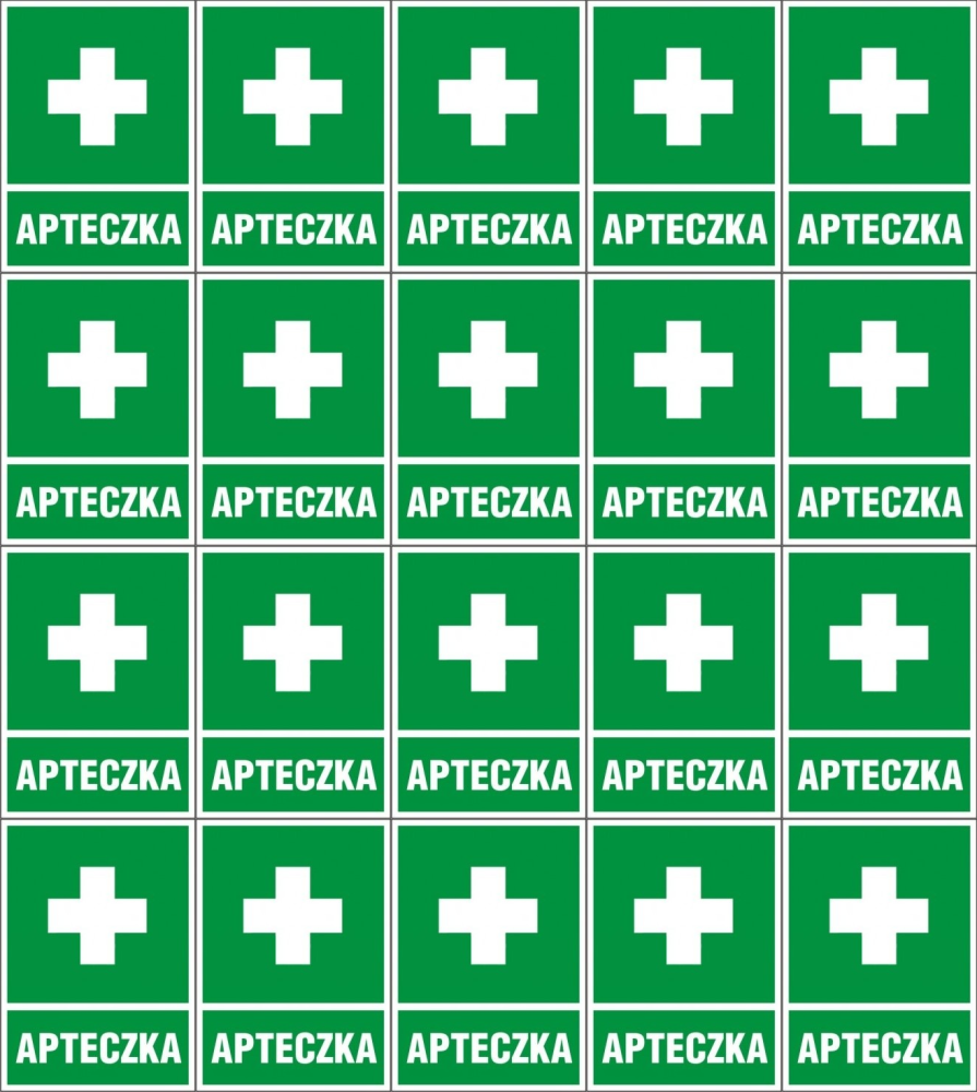 20x Znak informacyjny "Apteczka" (krzyż) Anro, naklejka 23x30 cm
