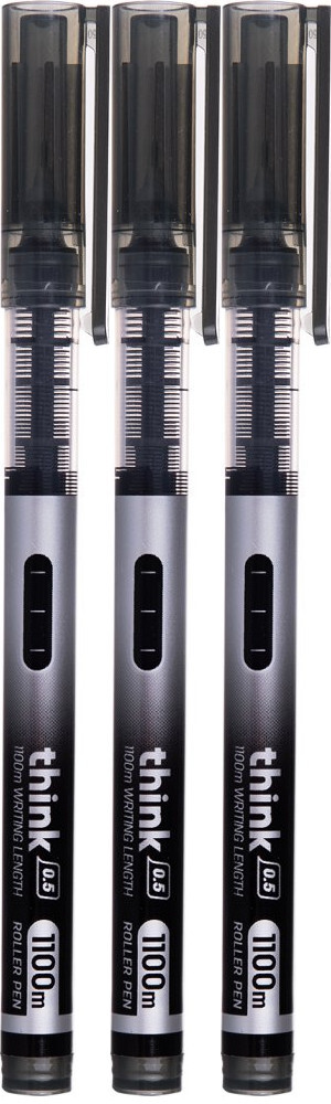 3x Pióro kulkowe Deli Think, 0.5mm, czarny