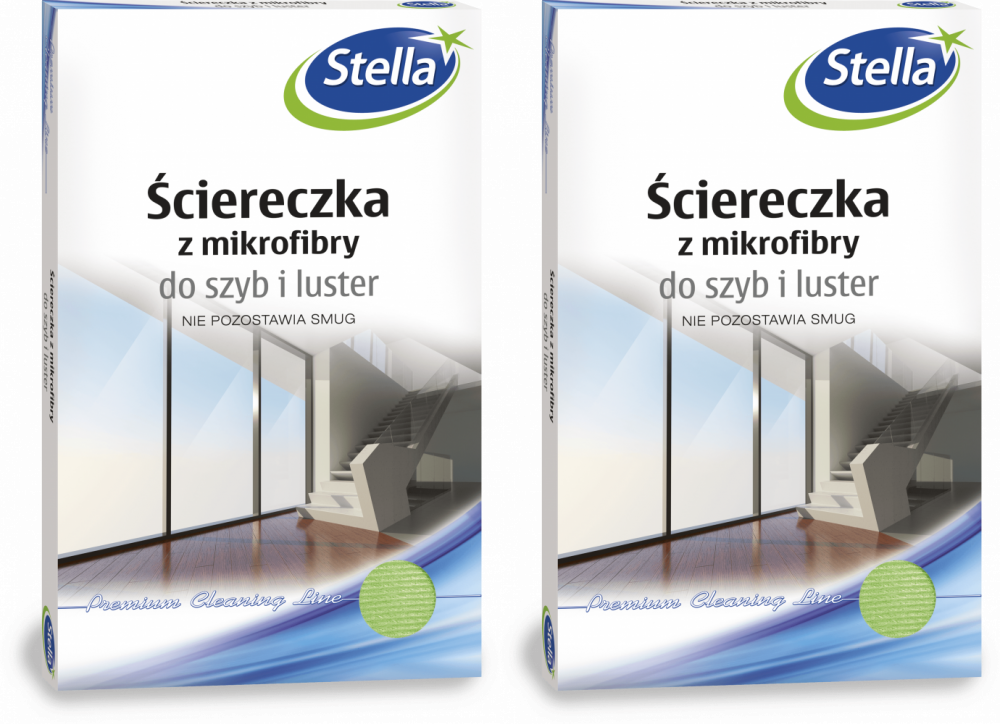 2x Ściereczka z mikrofibry Stella, do szyb i luster, 30x40cm, 1 sztuka, zielony