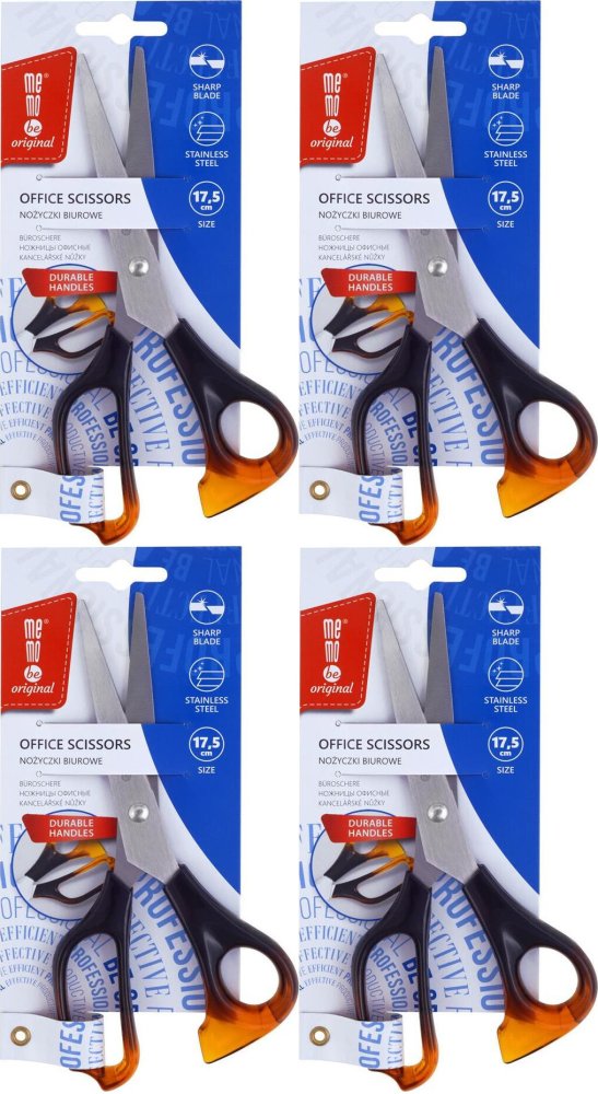 4x Nożyczki biurowe MemoBe, 17.5cm, bursztynowy