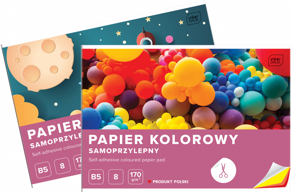 2x Zeszyt papierów kolorowych samoprzylepnych Interdruk, B5, 8 kartek, mix wzorów