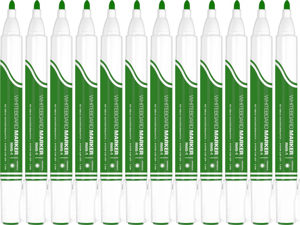 12x Marker suchościeralny Rystor RMS-1, okrągła, 4mm, zielony
