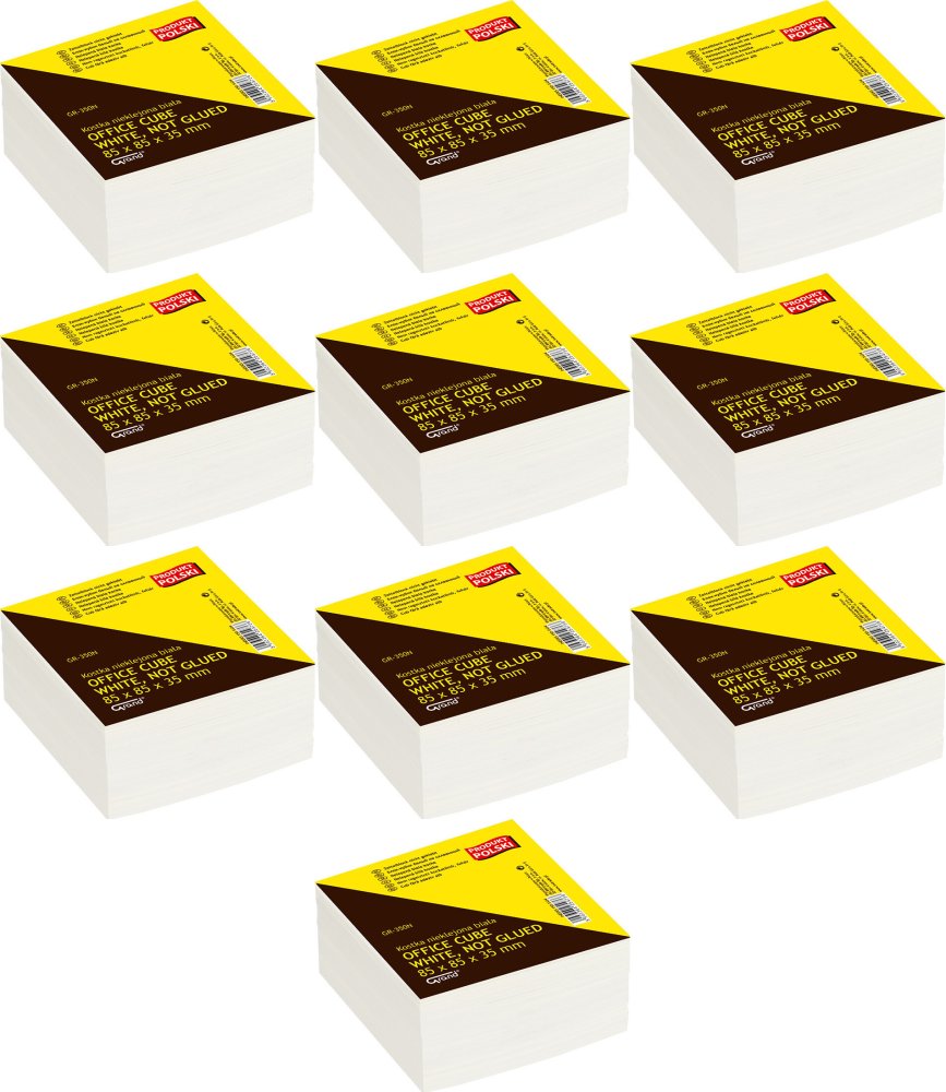 10x Karteczki do notatek Grand, nieklejone, 85x85x35mm, 350 kartek, biały