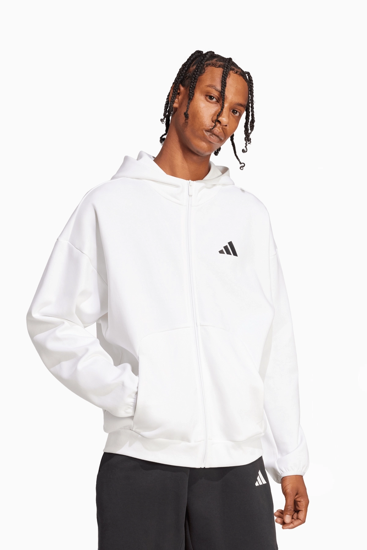 Bluza z kapturem adidas Future Icons Small Logo Full-Zip - Biały
