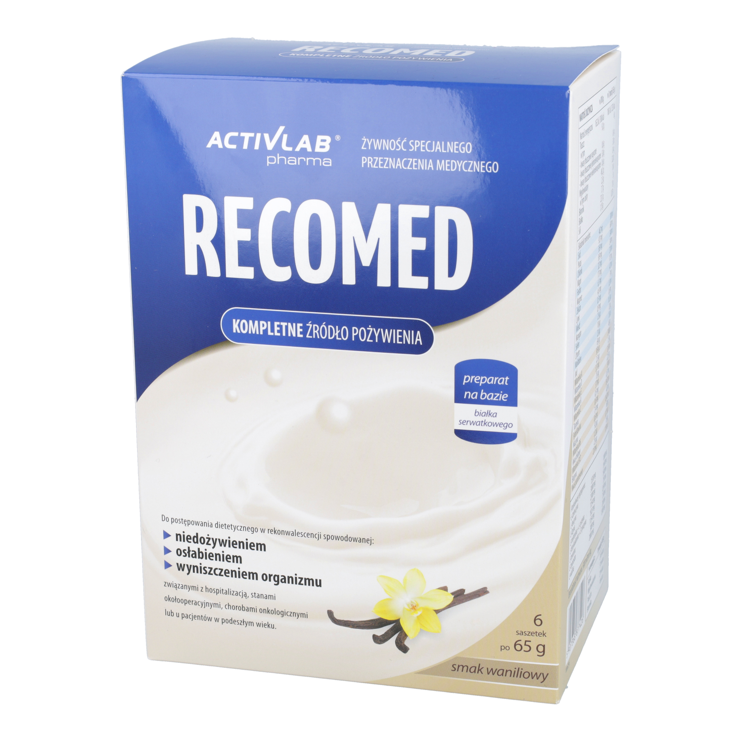 Recomed - odżywcza dieta kompletna o smaku waniliowym, 6 saszetek (data ważności: 02.03.2026)